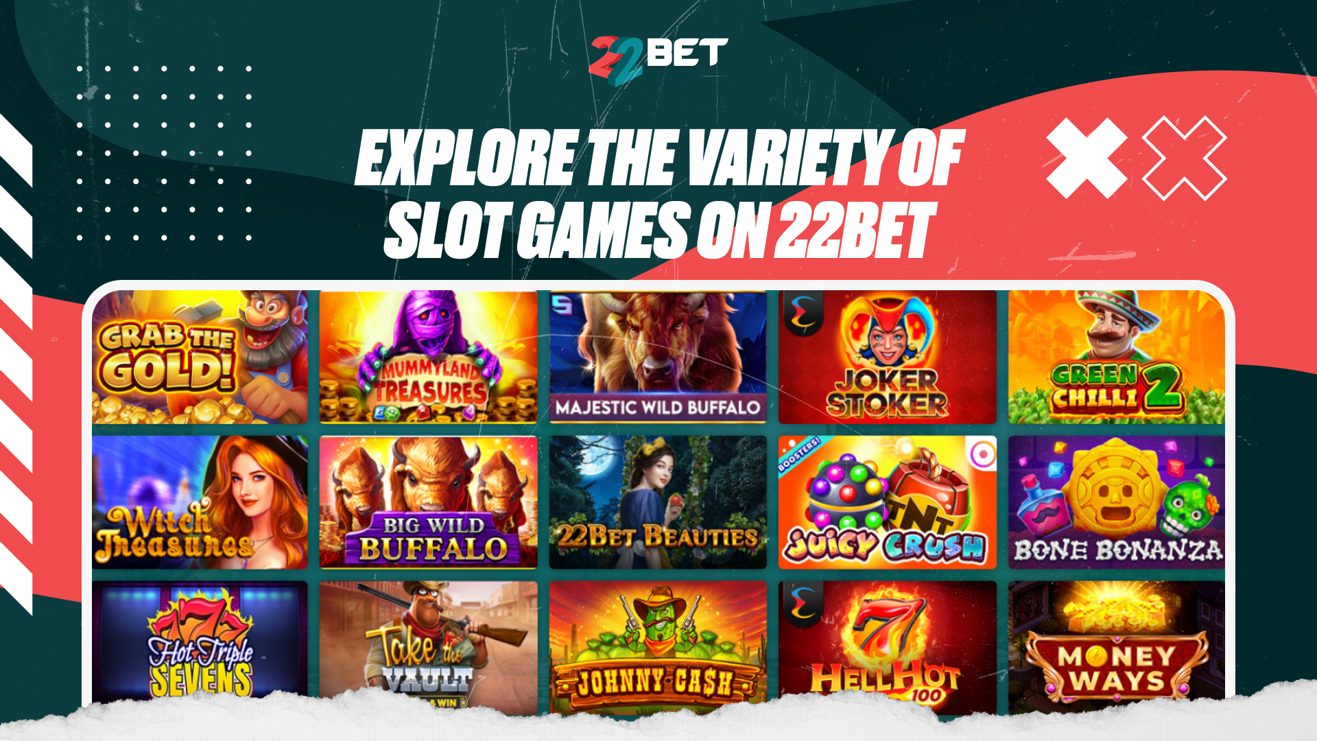 Explore the variety of slot games on 22Bet